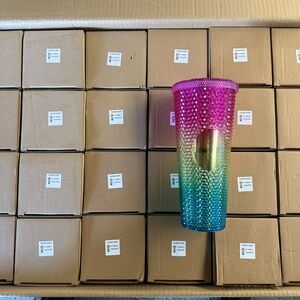 Colorful Gradient Tumbler with Rhinestones